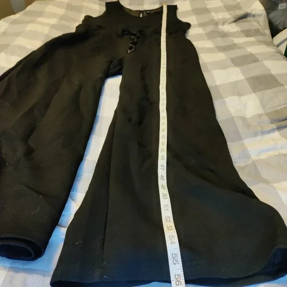 Jumpsuit Casual Wide Leg Long Pant, Crewneck Sleeveless Tie Belt with Pockets - Picture 10 of 10